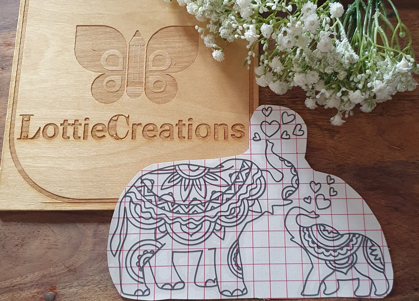 Mandala mum and baby elephant decal