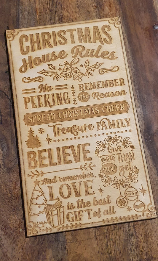 Christmas house rules sign